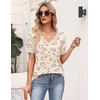 Zeagoo Women’s Short Sleeve Sweater 2026 Summer V Neck Tops Dressy Blouses(Beige Leopard)