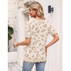 Zeagoo Women’s Short Sleeve Sweater 2026 Summer V Neck Tops Dressy Blouses(Beige Leopard)