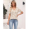 Zeagoo Women’s Short Sleeve Sweater 2026 Summer V Neck Tops Dressy Blouses(Beige Leopard)