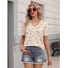 Zeagoo Women’s Short Sleeve Sweater 2026 Summer V Neck Tops Dressy Blouses(Beige Leopard)