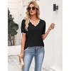 Zeagoo Women’s Short Sleeve Sweater 2026 Summer V Neck Tops Dressy Blouses(Black)