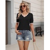Zeagoo Women’s Short Sleeve Sweater 2026 Summer V Neck Tops Dressy Blouses(Black)