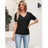 Zeagoo Women’s Short Sleeve Sweater 2026 Summer V Neck Tops Dressy Blouses(Black)