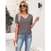 Zeagoo Women’s Short Sleeve Sweater 2026 Summer V Neck Tops Dressy Blouses(Brown)