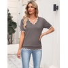 Zeagoo Women’s Short Sleeve Sweater 2026 Summer V Neck Tops Dressy Blouses(Brown)