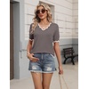 Zeagoo Women’s Short Sleeve Sweater 2026 Summer V Neck Tops Dressy Blouses(Brown)