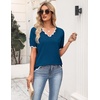 Zeagoo Women’s Short Sleeve Sweater 2026 Summer V Neck Tops Dressy Blouses(Dark Blue)