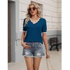 Zeagoo Women’s Short Sleeve Sweater 2026 Summer V Neck Tops Dressy Blouses(Dark Blue)