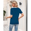 Zeagoo Women’s Short Sleeve Sweater 2026 Summer V Neck Tops Dressy Blouses(Dark Blue)