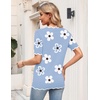 Zeagoo Women’s Short Sleeve Sweater 2026 Summer V Neck Tops Dressy Blouses(Flower Blue)