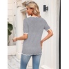 Zeagoo Women’s Short Sleeve Sweater 2026 Summer V Neck Tops Dressy Blouses(Grey)