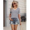 Zeagoo Women’s Short Sleeve Sweater 2026 Summer V Neck Tops Dressy Blouses(Grey)