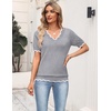 Zeagoo Women’s Short Sleeve Sweater 2026 Summer V Neck Tops Dressy Blouses(Grey)