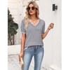 Zeagoo Women’s Short Sleeve Sweater 2026 Summer V Neck Tops Dressy Blouses(Grey)