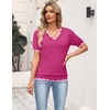 Zeagoo Women’s Short Sleeve Sweater 2026 Summer V Neck Tops Dressy Blouses(Hot Pink)