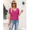 Zeagoo Women’s Short Sleeve Sweater 2026 Summer V Neck Tops Dressy Blouses(Hot Pink)