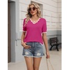 Zeagoo Women’s Short Sleeve Sweater 2026 Summer V Neck Tops Dressy Blouses(Hot Pink)