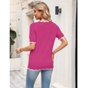 Zeagoo Women’s Short Sleeve Sweater 2026 Summer V Neck Tops Dressy Blouses(Hot Pink)