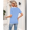 Zeagoo Women’s Short Sleeve Sweater 2026 Summer V Neck Tops Dressy Blouses(Light Blue)