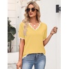 Zeagoo Women’s Short Sleeve Sweater 2026 Summer V Neck Tops Dressy Blouses(Light Yellow)