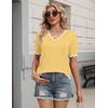 Zeagoo Women’s Short Sleeve Sweater 2026 Summer V Neck Tops Dressy Blouses(Light Yellow)