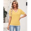 Zeagoo Women’s Short Sleeve Sweater 2026 Summer V Neck Tops Dressy Blouses(Light Yellow)