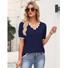 Zeagoo Women’s Short Sleeve Sweater 2026 Summer V Neck Tops Dressy Blouses(Navy Blue)