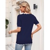 Zeagoo Women’s Short Sleeve Sweater 2026 Summer V Neck Tops Dressy Blouses(Navy Blue)