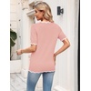 Zeagoo Women’s Short Sleeve Sweater 2026 Summer V Neck Tops Dressy Blouses(Pink)