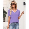 Zeagoo Women’s Short Sleeve Sweater 2026 Summer V Neck Tops Dressy Blouses(Purple)