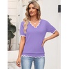 Zeagoo Women’s Short Sleeve Sweater 2026 Summer V Neck Tops Dressy Blouses(Purple)