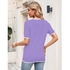 Zeagoo Women’s Short Sleeve Sweater 2026 Summer V Neck Tops Dressy Blouses(Purple)