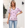 Zeagoo Women’s Short Sleeve Sweater 2026 Summer V Neck Tops Dressy Blouses(S-pink Flower)
