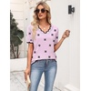 Zeagoo Women’s Short Sleeve Sweater 2026 Summer V Neck Tops Dressy Blouses(S-pink Flower)