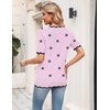 Zeagoo Women’s Short Sleeve Sweater 2026 Summer V Neck Tops Dressy Blouses(S-pink Flower)