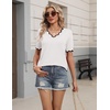 Zeagoo Women’s Short Sleeve Sweater 2026 Summer V Neck Tops Dressy Blouses(White)