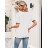 Zeagoo Women’s Short Sleeve Sweater 2026 Summer V Neck Tops Dressy Blouses(White)