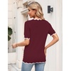 Zeagoo Women’s Short Sleeve Sweater 2026 Summer V Neck Tops Dressy Blouses(Wine Red)