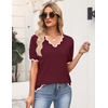 Zeagoo Women’s Short Sleeve Sweater 2026 Summer V Neck Tops Dressy Blouses(Wine Red)