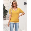 Zeagoo Women’s Short Sleeve Sweater 2026 Summer V Neck Tops Dressy Blouses(Yellow)