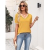 Zeagoo Women’s Short Sleeve Sweater 2026 Summer V Neck Tops Dressy Blouses(Yellow)