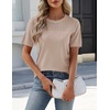 Zeagoo Women’s Short Sleeve Sweater Tops 2026 Spring Summer Crew Neck Hollow Out Blouses Dressy Business Casual Outfits(Beige)