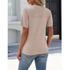 Zeagoo Women’s Short Sleeve Sweater Tops 2026 Spring Summer Crew Neck Hollow Out Blouses Dressy Business Casual Outfits(Beige)