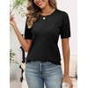Zeagoo Women’s Short Sleeve Sweater Tops 2026 Spring Summer Crew Neck Hollow Out Blouses Dressy Business Casual Outfits(Black)