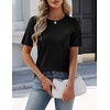 Zeagoo Women’s Short Sleeve Sweater Tops 2026 Spring Summer Crew Neck Hollow Out Blouses Dressy Business Casual Outfits(Black)