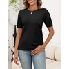 Zeagoo Women’s Short Sleeve Sweater Tops 2026 Spring Summer Crew Neck Hollow Out Blouses Dressy Business Casual Outfits(Black)