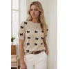 Zeagoo Women’s Short Sleeve Sweater Tops 2026 Spring Summer Crew Neck Hollow Out Blouses Dressy Business Casual Outfits(Black Bow)