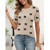 Zeagoo Women’s Short Sleeve Sweater Tops 2026 Spring Summer Crew Neck Hollow Out Blouses Dressy Business Casual Outfits(Black Bow)