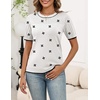 Zeagoo Women’s Short Sleeve Sweater Tops 2026 Spring Summer Crew Neck Hollow Out Blouses Dressy Business Casual Outfits(Black Flower)