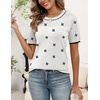 Zeagoo Women’s Short Sleeve Sweater Tops 2026 Spring Summer Crew Neck Hollow Out Blouses Dressy Business Casual Outfits(Black Flower)